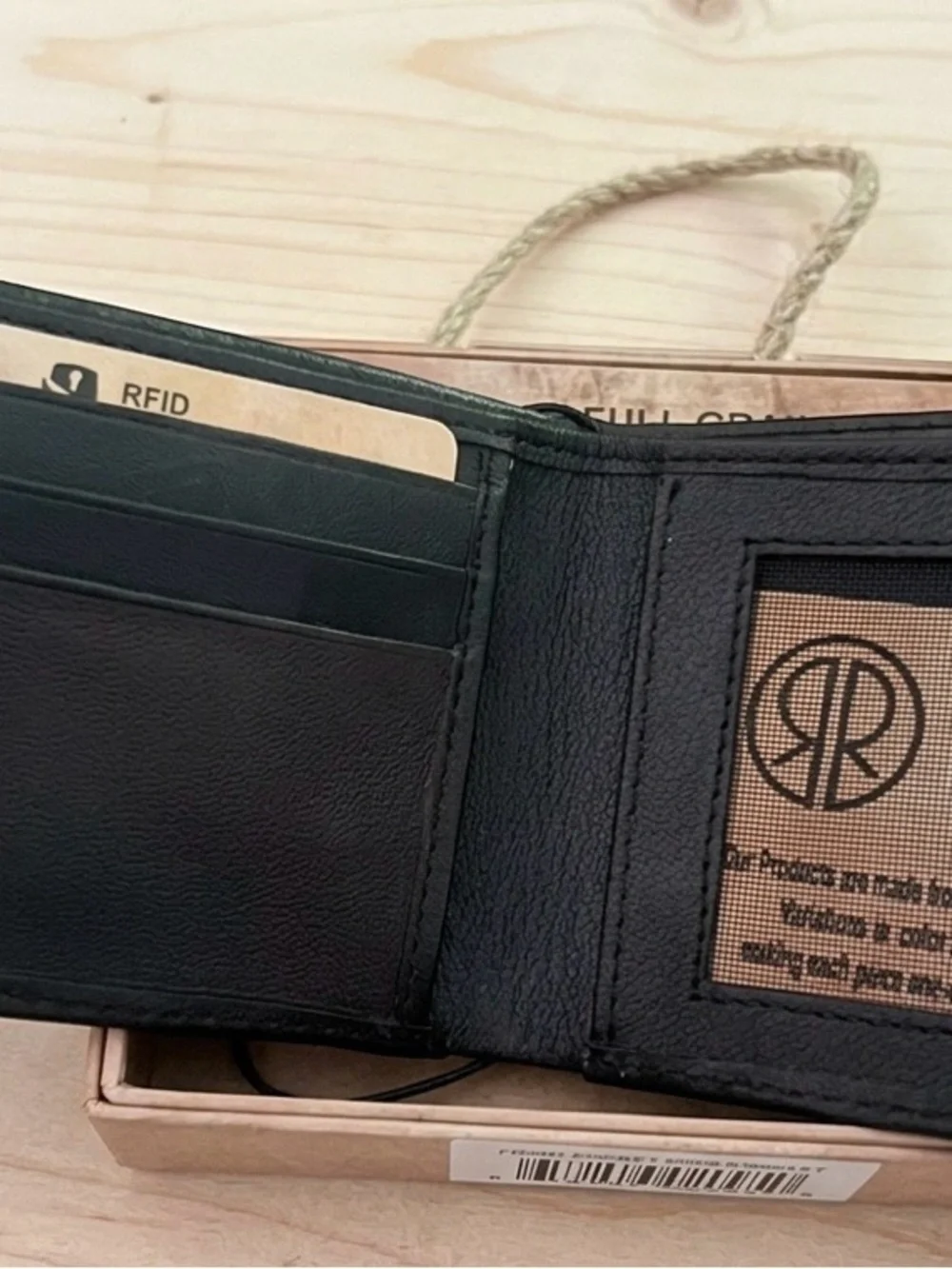 Rugged Rare Full Grain Leather Front Pocket Wallet. RFID blocking.  Black.